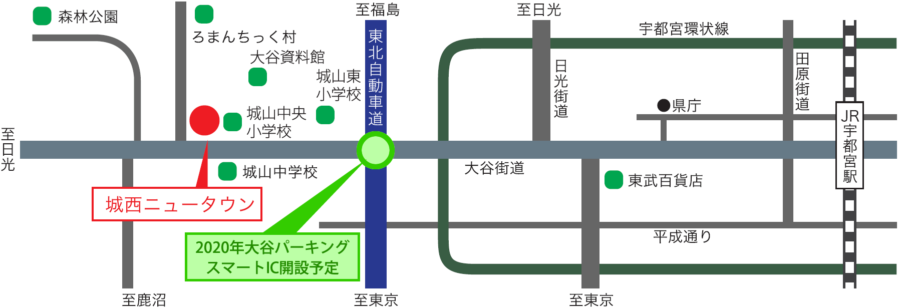 JR宇都宮駅まで大谷街道一本。